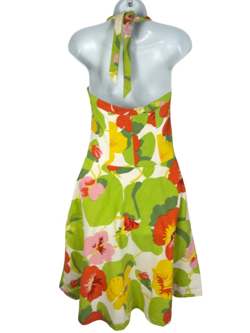 Miss Sixty Hibiscus Lime Green Floral Halter Dress - Picture 3 of 9